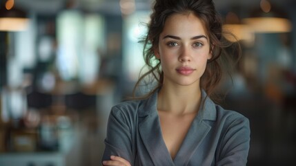 Wall Mural - Office Working portrait of beautiful business woman