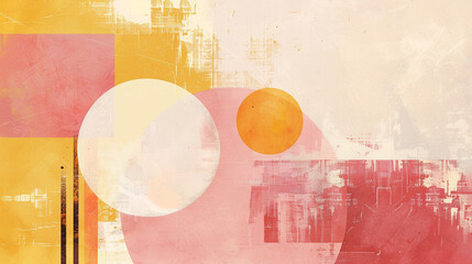 Wall Mural - Pale Pink & Mustard Suprematism art background