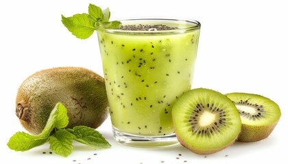 Sticker - Kiwi smoothie against white backdrop