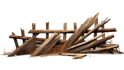 Wall Mural - destroyed wooden fence cutout. realistic broken wooden fence