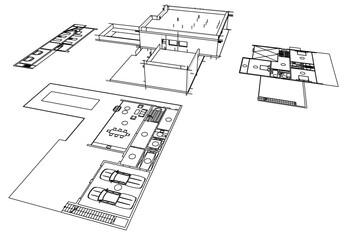 house building sketch architectural 3d illustration