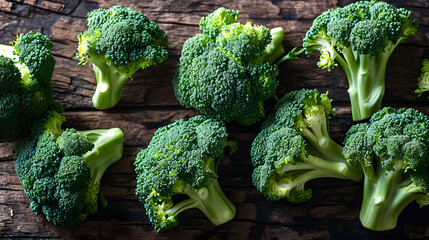 Wall Mural - fresh broccoli Top down view background poster 