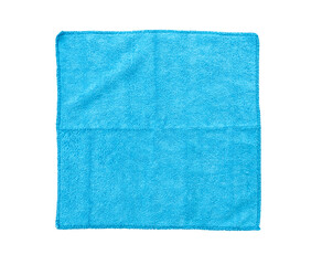 Square blue rag for housework with soft texture on transparent surface, PNG.