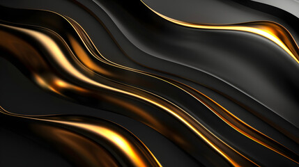 Wall Mural - black background with golden wave background