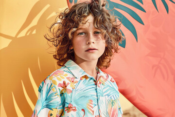 Wall Mural - Stylish Boy surfer style. Kids fashion concept.