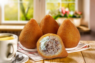 Wall Mural - Brazilian snack, Chicken Coxinha with cream cheese