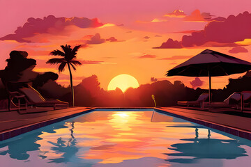 Wall Mural - sunset on the beach