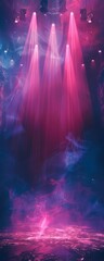 Poster - vibrant stage with pink and blue lights creating a dynamic atmosphere. perfect for concerts, events,