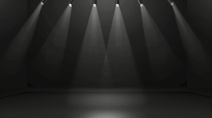 Poster - This dark black studio room has a spotlight backdrop wallpaper and a blank perspective that you can use to show your product montage or artwork.