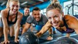 © BrilliantPixels - Laughing friends in a fitness center enjoying a group exercise class like Pilates, yoga or cardio. gym, pilates, workout, cardio, yoga