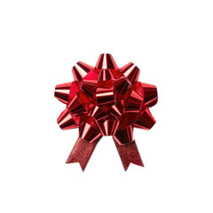 Vibrant Red Satin Gift Bow on transparent Background