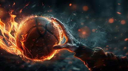 Wall Mural - a hand reaching out to a flaming basketball