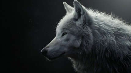 Wall Mural - A pensive wolf is looking aside away