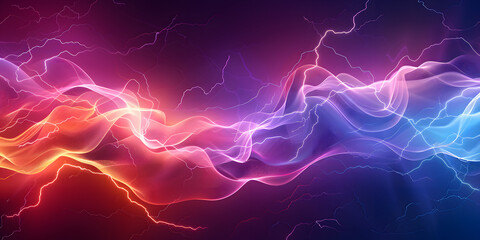 Wall Mural - Abstract background with vibrant gradient waves and lightning bolts, creating an energetic atmosphere, perfect for high-performance sports gea