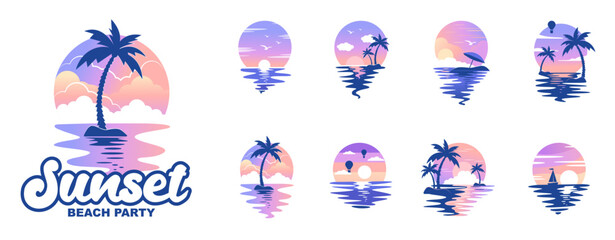 Wall Mural - large set with sun icon