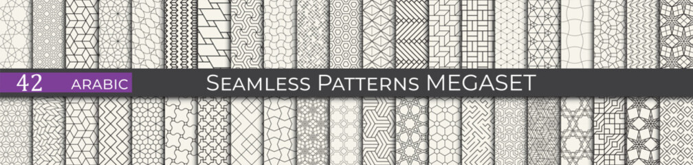 Set of modern arabic pattern swatches. Vintage islamic graphic. Ethnic modern patterns.