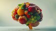 © Varunee - Creative Brain Made of Various Fruits, Healthy Eating Concept.