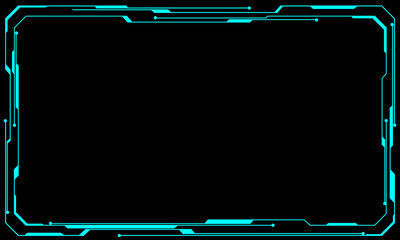 Poster - Hud frames blue user interface elements design modern technology futuristic control panel screen digital hologram window gaming menu touching cyber monitor set on black background vector