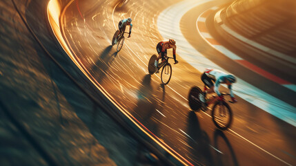 Canvas Print - Group of people riding bikes down a street