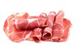 © luca piccini basile - Freshly cut slices of Coppa or Capocollo on white background. It is traditional Italian pork cold cut made from the dry cured muscle of the neck. In USA is known as gabagool or capicola.