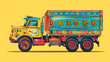 © john - an indian truck art with solid background