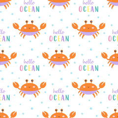 Canvas Print - childish seamless pattern with crab