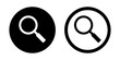 © Edit Pixel - Magnifying glass or search icon set in simple and stroke style in black and white color. Search magnifying glass flat icon for apps and websites. Magnifier loupe sign.