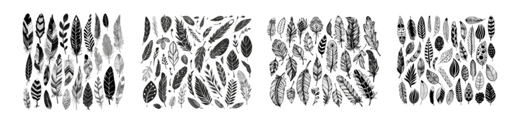 Poster - Hand drawn vine ornament dividers, floral ornament dividers, and abstract leaf ornaments isolated on a modern background