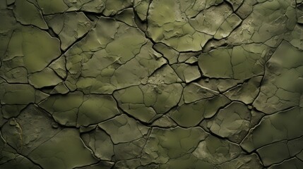 Wall Mural - Cracked Earth Texture in Olive Green