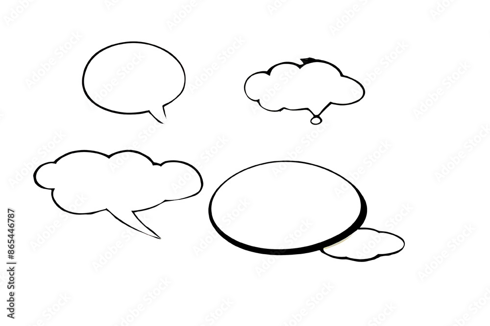 Collection of empty comic speech bubbles isolated on transparent ...