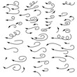 © Daishin - Set of hand drawn thin dash line arrows. Collection of curved pointers. Yellow dot vector pointers pointing in different directions. Simple design elements of signpost showing confusing complex path