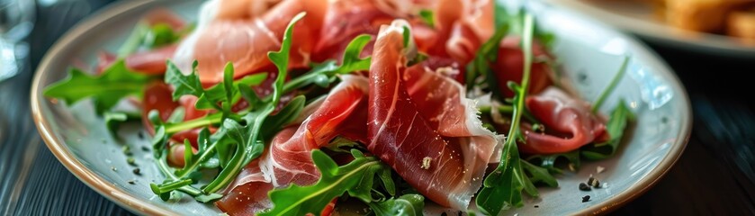 Wall Mural - Plate of prosciutto and arugula salad