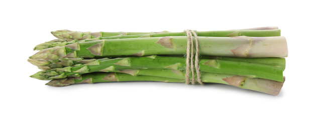 Poster - Bunch of fresh green asparagus stems isolated on white