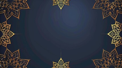 Wall Mural - Elegant blue gold background and arabic geometric pattern border For business cards or invitation cards Use it as your wallpaper, poster and banner design.