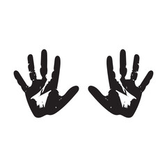 Wall Mural - Black hand right and left human icon concept print design.