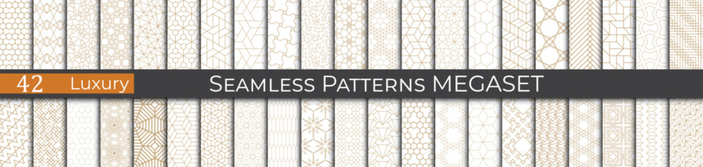 Wall Mural - Simple minimal golden pattern collection. Hipster monochrome graphic backdrop. Abstract fabric pattern.