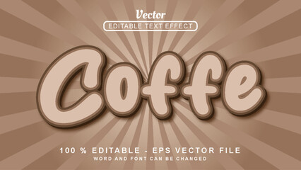 Wall Mural - Editable 3d text effect coffe simple style isolated on brown background