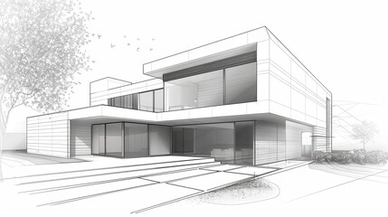 architectural sketch of a modern home featuring clean lines and innovative design detailed floor plans and elevation drawings showcase the creative vision for a contemporary living space