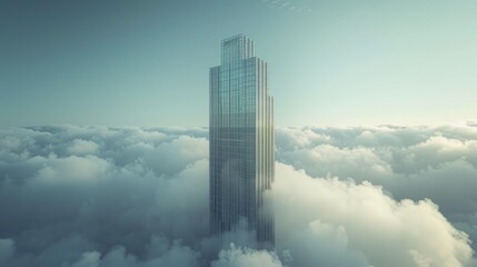 Sticker - Tall building in the clouds