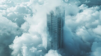 Sticker - Tall building in the clouds