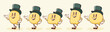 © createvil - Vector English Talk Language Learning Group of British Gentleman Characters in Hats Illustrations Set. Groovy Cartoon Speech Bubbles Conversation Chat Message London Speak Personage Isolated
