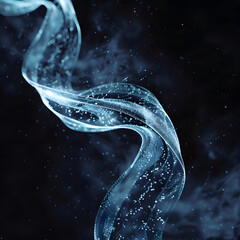 a digital art of a twirling snow and ice ribbon, with glistening particles and frosty details, danci
