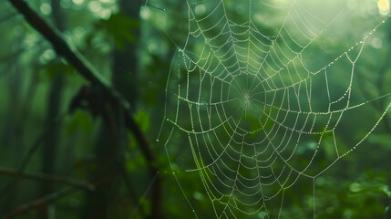 spider web with dew drops
