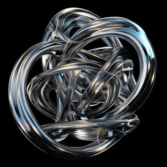 Aufkleber - hyperfuturism abstract 3d liquid matte metal, chrome, octane render isolated background design layout