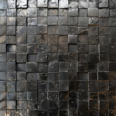 Aufkleber - metal sheet with rough seamless texture that imitates small bricks and blocks formed as mosaic background industrial
