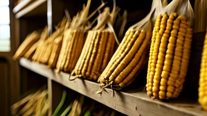 Poster -  Bountiful harvest of golden corn cobs