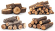 © Schmidt - side view on firewood logs pile set on white background