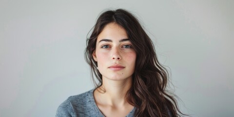 Wall Mural - a professional portrait photography of an average looking 25 years old brunette woman ,