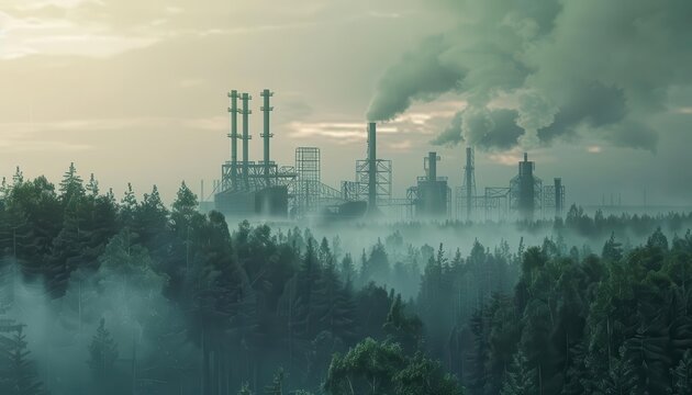 A biomass power plant amidst a thriving forest