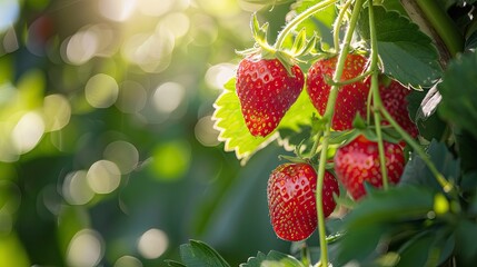 Canvas Print - Summer berries juicy sweetness sun color. Generative AI